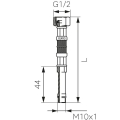 FERRO  Wężyk w oplocie M10x1/2"- 50 D WBS24 #2